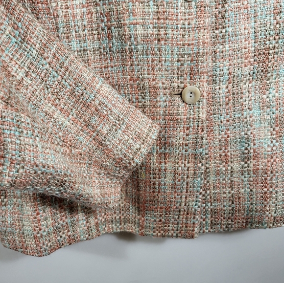 Coldwater Creek pink blue and white tweed blazer women's 12  #903 - Picture 2 of 5